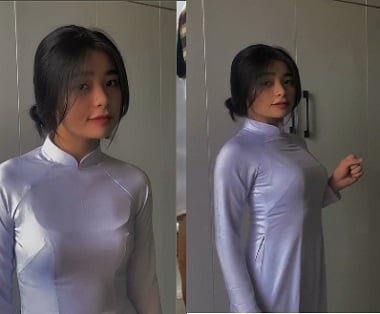 Chịch cô gái mặc áo dài thích nhét ngực